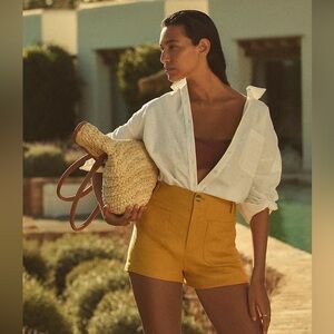 MAEVE by Anthropology "Colette" Shorts: Linen Edition Sz 27 - Yellow